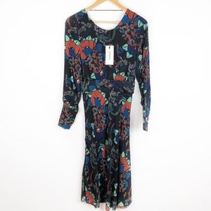 BA&SH Abelia Floral Long Sleeve Midi Dress